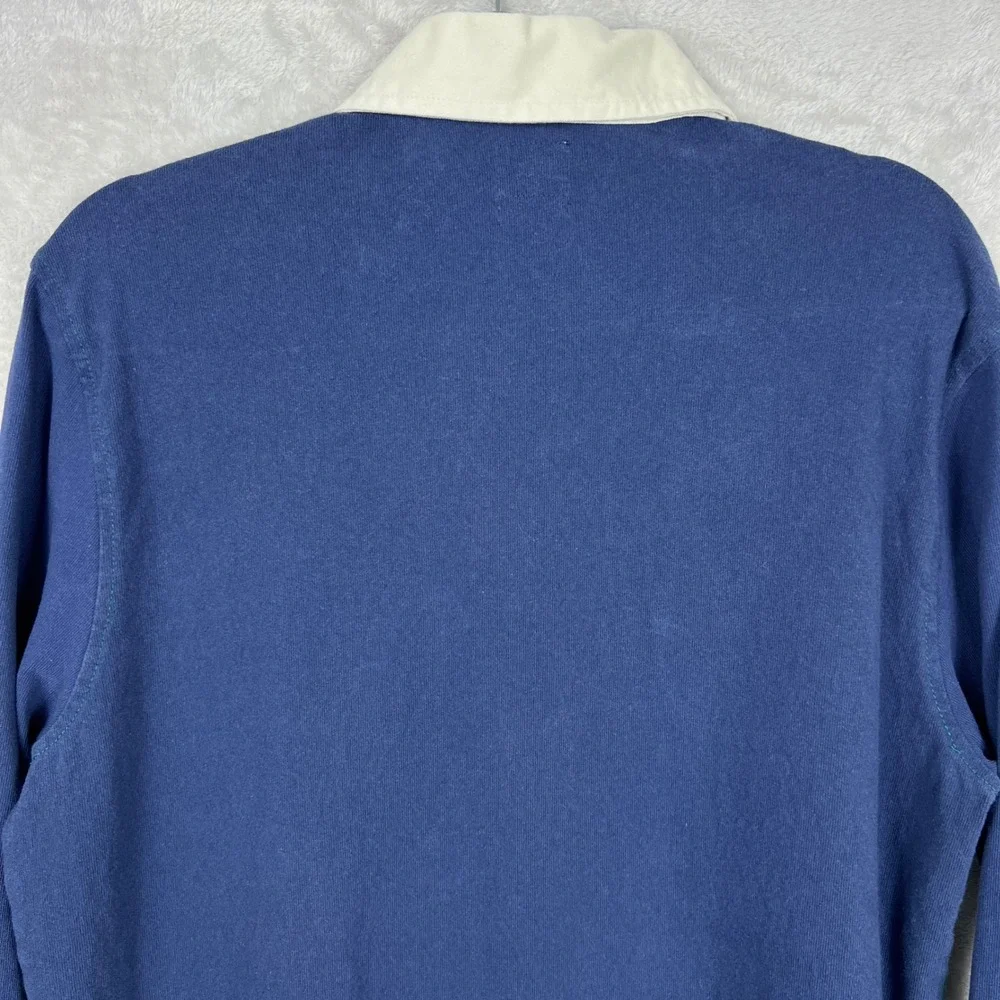 Levis Mens Relaxed Fit Rugby Shirt Green Navy Blue Long Sleeve‎ Polo M Preppy